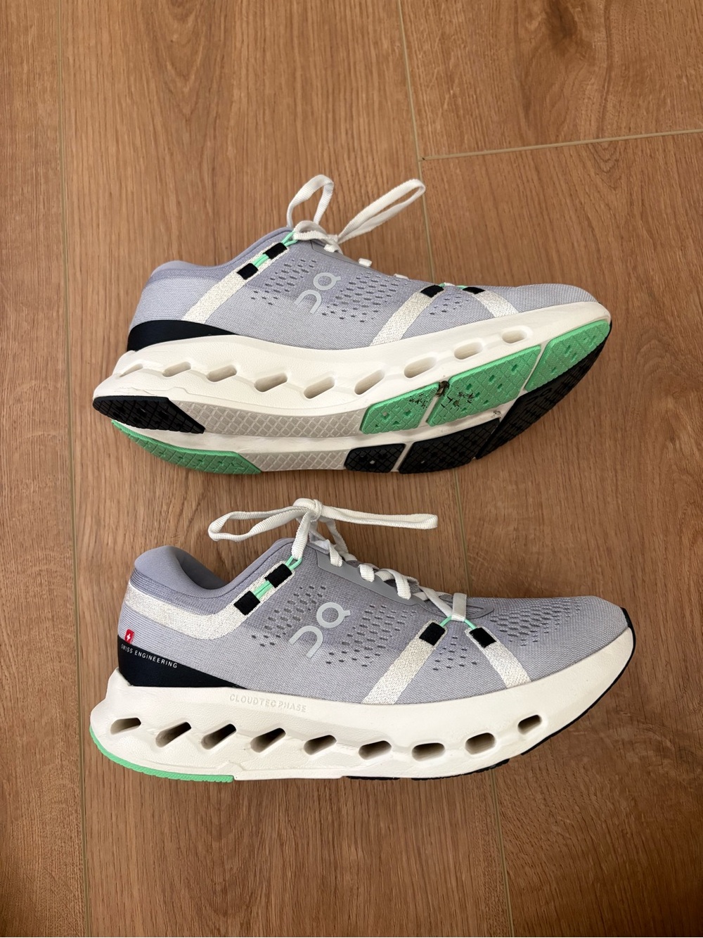 On Women's Cloudnova Running Shoes in Light Gray with Mint Accents